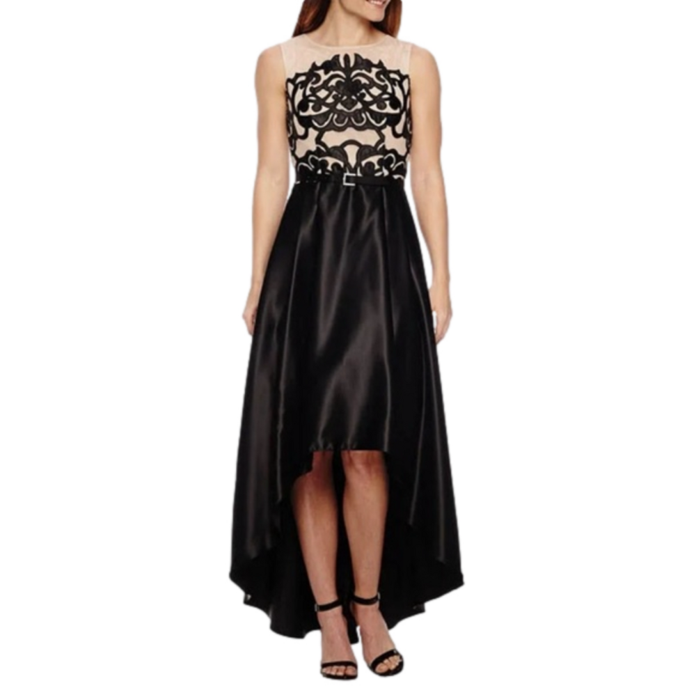 Jackie Jon New York Dresses Black/Nude High-Low Formal Prom Gown Dress Sz 4